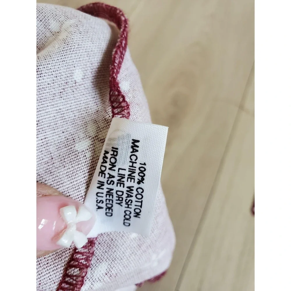 Longaberger Red Floral Basket Bonnet & Napkin Set 2 Pc Cotton Liner Made In USA